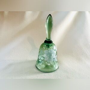 Vintage Fenton Bell Optic Glass Bell - Hand Painted, Signed.